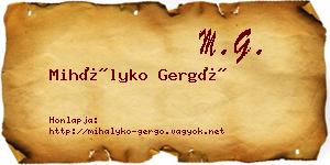 Mihályko Gergő névjegykártya
